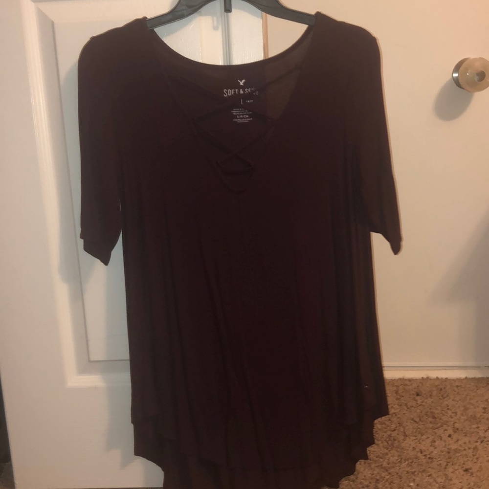 American eagle lace up tee quarter sleeve